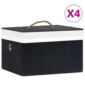 vidaXL Cajas de almacenamiento de bambú 4 unidades negro