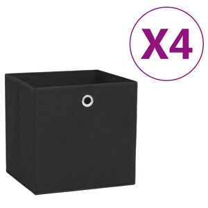 vidaXL Cajas de almacenaje 4 uds tela no tejida negro 28x28x28 cm