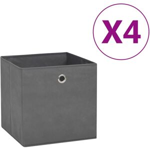 vidaXL Cajas de almacenaje 4 uds tela no tejida gris 28x28x28 cm