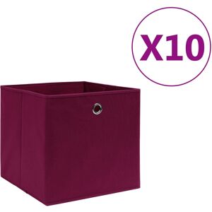 vidaXL Cajas almacenaje 10 uds tela no tejida rojo oscuro 28x28x28 cm