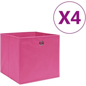 vidaXL Cajas de almacenaje 4 uds tela no tejida rosa 28x28x28 cm