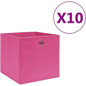 vidaXL Cajas de almacenaje 10 uds tela no tejida rosa 28x28x28 cm