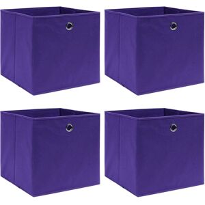 vidaXL Cajas de almacenaje 4 uds tela no tejida morado 28x28x28 cm