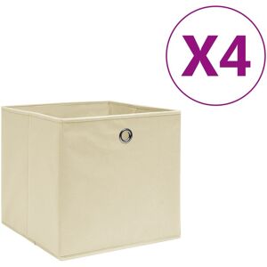 vidaXL Cajas de almacenaje 4 uds tela no tejida crema 28x28x28 cm