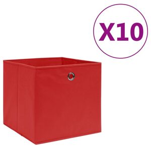 vidaXL Cajas de almacenaje 10 uds tela no tejida rojo 28x28x28 cm