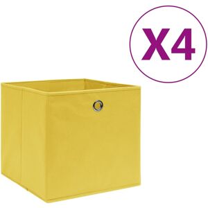 vidaXL Cajas de almacenaje 4 uds tela no tejida amarillo 28x28x28 cm