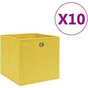 vidaXL Cajas de almacenaje 10 uds tela no tejida amarillo 28x28x28 cm