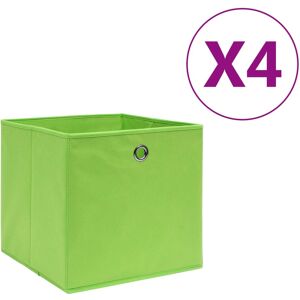 vidaXL Cajas de almacenaje 4 uds tela no tejida verde 28x28x28 cm