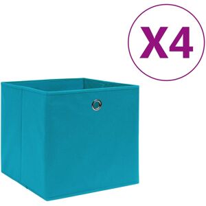 vidaXL Cajas de almacenaje 4 uds tela no tejida azul bebé 28x28x28 cm