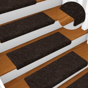 vidaXL Alfombrilla de escaleras 15 uds tela punzonada marrón 65x21x4cm