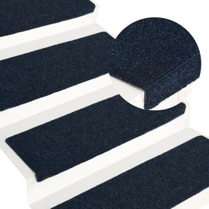 vidaXL Alfombrilla de escaleras 15 uds tela punzonada azul 65x21x4 cm