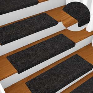 vidaXL Alfombrillas de escalera 5 unidades negro 65x21x4 cm