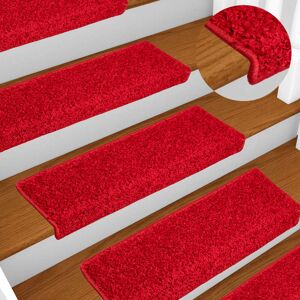 vidaXL Alfombrillas de escalera 5 unidades rojo 65x21x4 cm