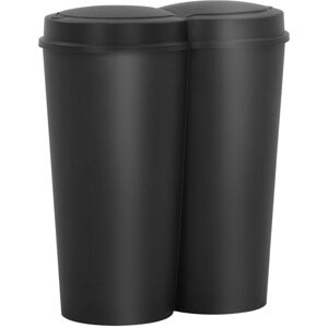 vidaXL Cubo de basura doble negro 50 L