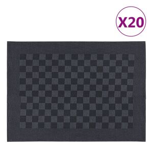 vidaXL Paños de cocina 20 uds algodón negro y gris 50x70 cm