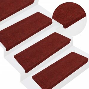 vidaXL Alfombrilla autoadhesiva de escalera 15 uds rojo 65x24,5x3,5 cm