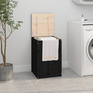 vidaXL Baúl para la colada madera maciza de pino negro 44x44x66 cm