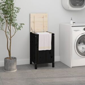 vidaXL Baúl para la colada madera maciza de pino negro 44x44x76 cm