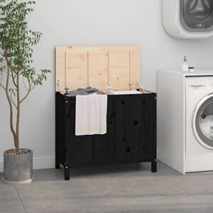 vidaXL Baúl para la colada madera maciza de pino negro 88,5x44x76 cm