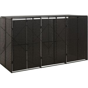 vidaXL Cobertizo para 3 contenedores de basura ratán PE 207x80x117 cm