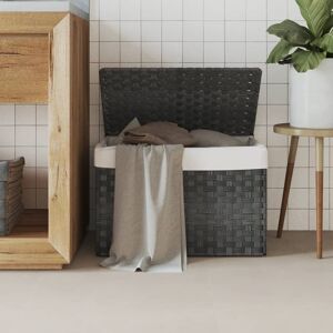 vidaXL Cesto de ropa sucia con tapa ratán sintético gris 55,5x35x34 cm