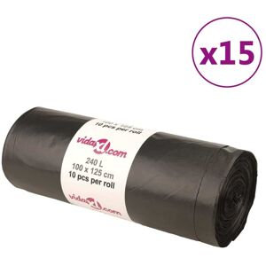 vidaXL Bolsas de basura negras 150 unidades 240 l