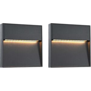 vidaXL Lámparas LED de pared para jardín 2 unidades cuadrada negra 3 W