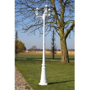 vidaXL Farola de jardín 3 brazos aluminio blanco 215 cm