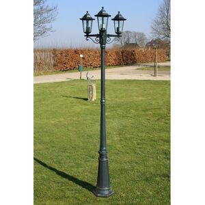 vidaXL Farola de jardín 3 brazos aluminio verde oscuro/negro 215 cm