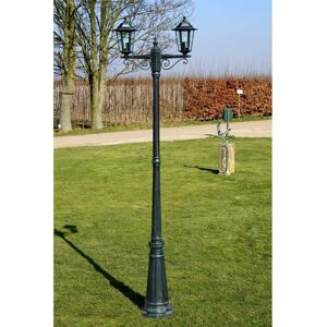 vidaXL Farola de jardín 2 brazos 215 cm verde oscuro/negro aluminio