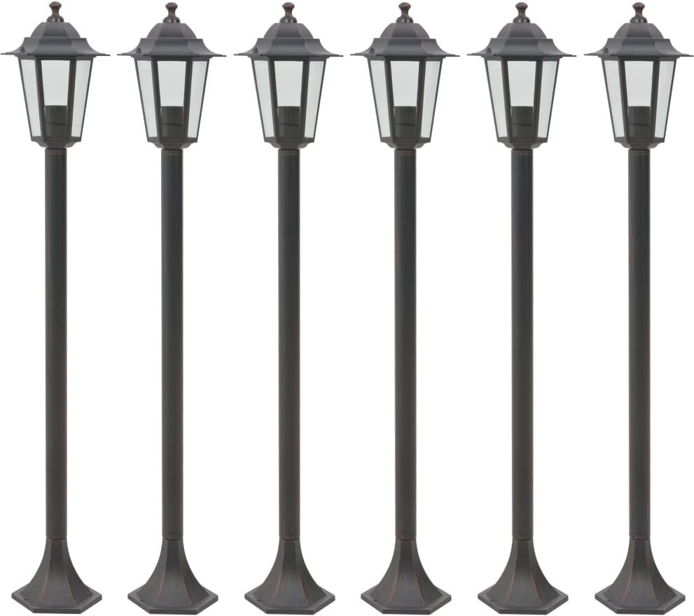 vidaXL Farolas de jardín aluminio bronce E27 110 cm 6 unidades