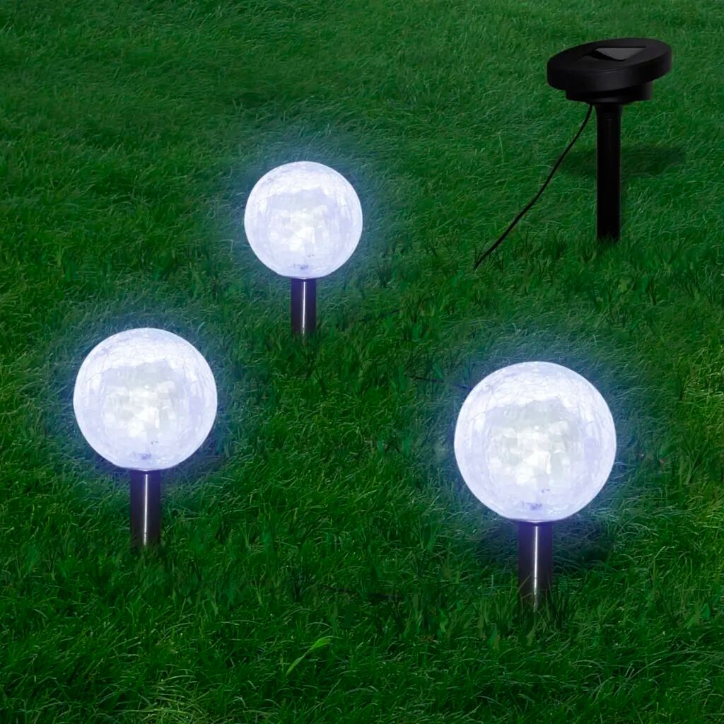 vidaXL Lámparas de bola jardín LED  anclajes y paneles solares 3 uds