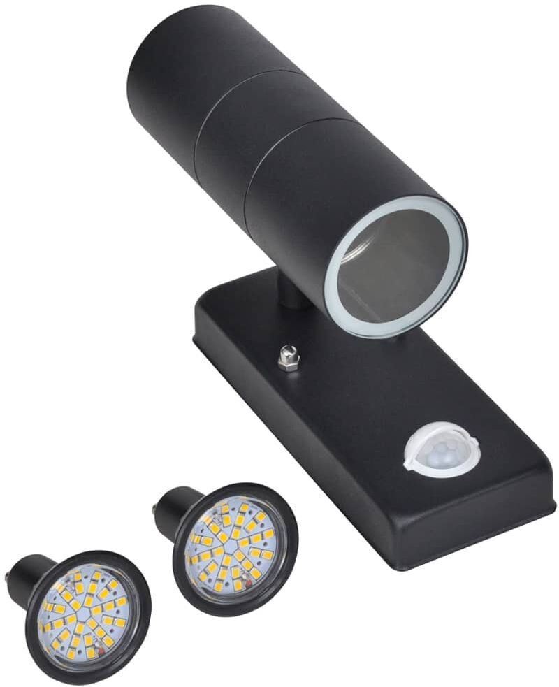 vidaXL Aplique de pared con sensor y LED, acero inoxidable, negro