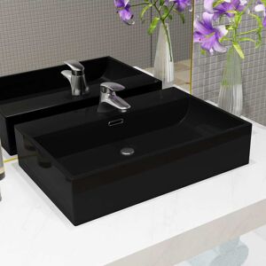 vidaXL Lavabo con orificio para grifo cerámica 76x42,5x14,5 cm negro