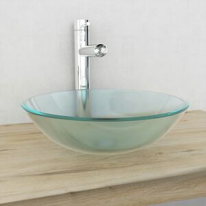 vidaXL Lavabo de vidrio templado 42 cm esmerilado