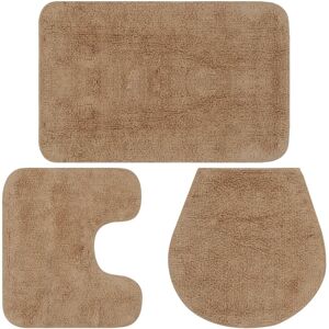 vidaXL Conjunto de alfombrillas de baño de tela 3 piezas beige