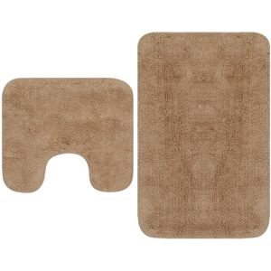 vidaXL Conjunto de alfombrillas de baño de tela 2 piezas beige