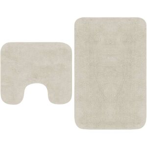 vidaXL Conjunto de alfombrillas de baño de tela 2 piezas blanco