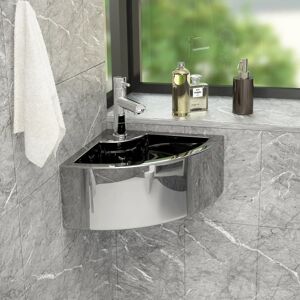 vidaXL Lavabo con rebosadero 45x32x12,5 cm cerámica plateado