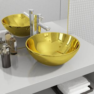 vidaXL Lavabo 32,5x14 cm cerámica dorado