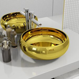 vidaXL Lavabo 40x15 cm cerámica dorado