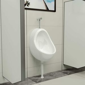 vidaXL Urinario de pared con válvula de descarga cerámica blanco