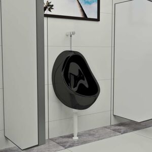 vidaXL Urinario de pared con válvula de descarga cerámica negro