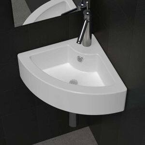 vidaXL Lavabo con rebosadero blanco 45x32x12,5 cm