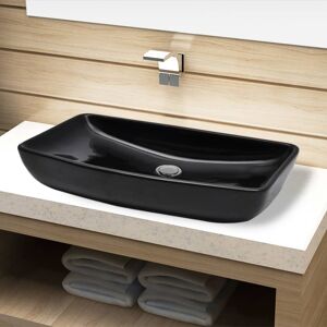 vidaXL Lavabo de cerámica negro rectangular