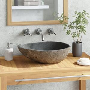 vidaXL Lavabo de piedra de río ovalada 37-46 cm