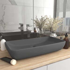 vidaXL Lavabo de lujo de cerámica rectangular gris oscuro mate 71x38cm