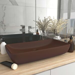 vidaXL Lavabo de lujo cerámica rectangular marrón oscuro mate 71x38 cm