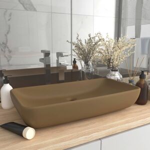 vidaXL Lavabo rectangular de lujo de cerámica crema mate 71x38 cm