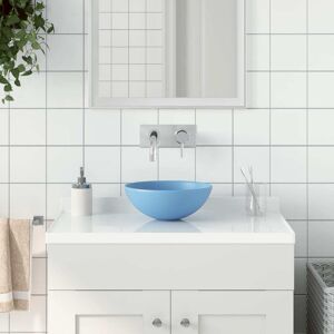 vidaXL Lavabo de cuarto de baño redondo cerámica azul claro